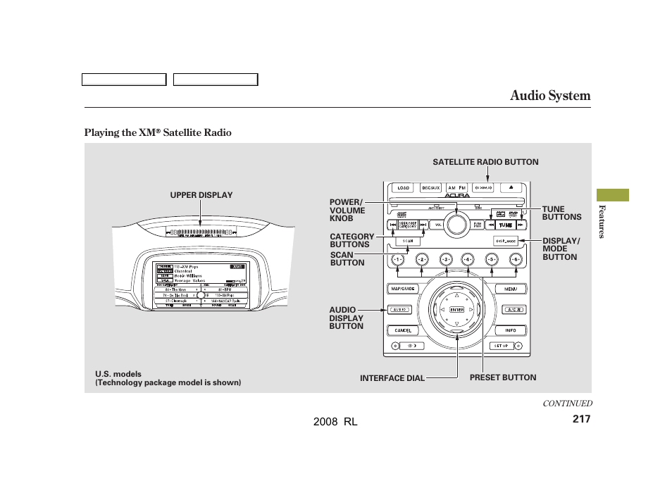 Audio system | Acura 2008 RL User Manual | Page 220 / 500