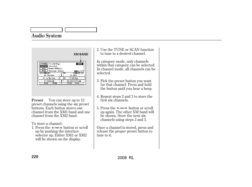 Audio system | Acura 2008 RL User Manual | Page 223 / 500