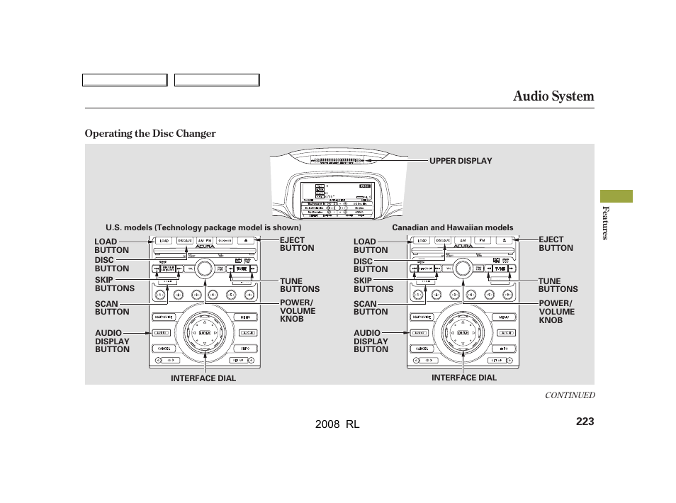 Audio system, 2008 rl | Acura 2008 RL User Manual | Page 226 / 500