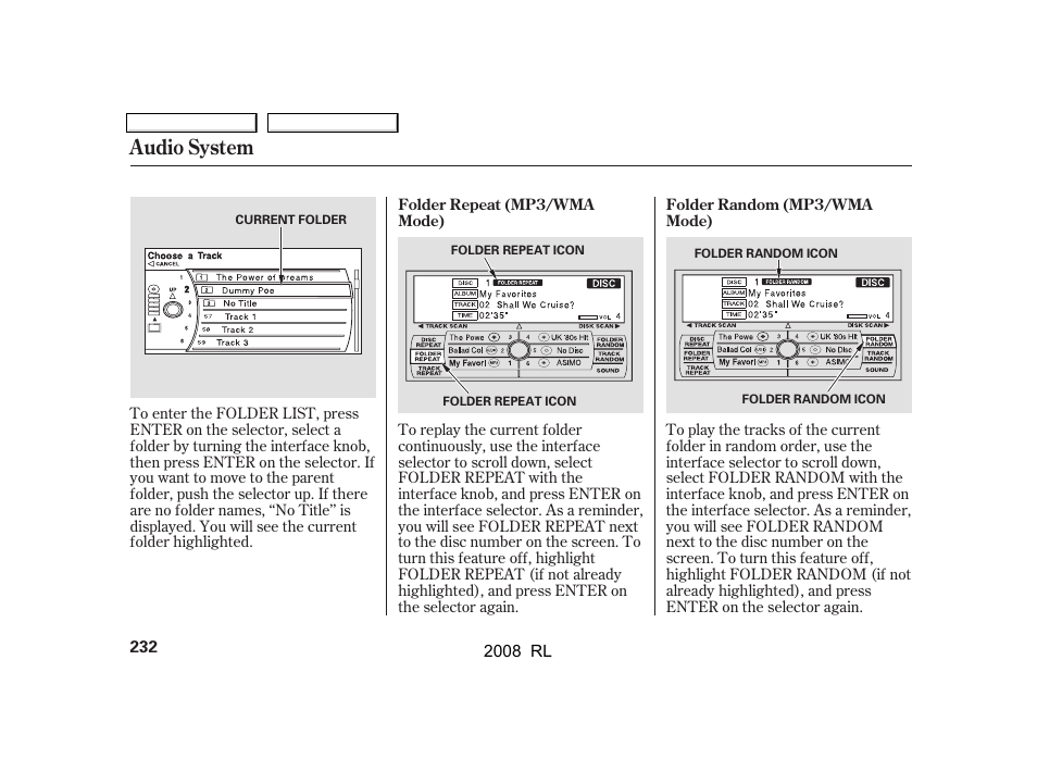 Audio system | Acura 2008 RL User Manual | Page 235 / 500