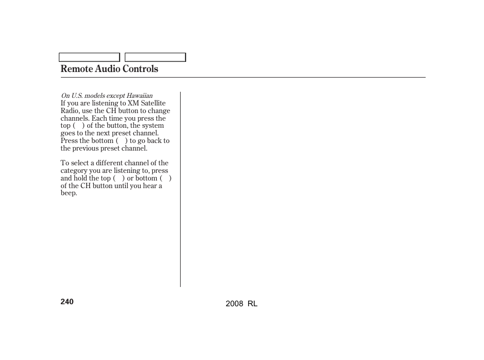 Remote audio controls | Acura 2008 RL User Manual | Page 243 / 500