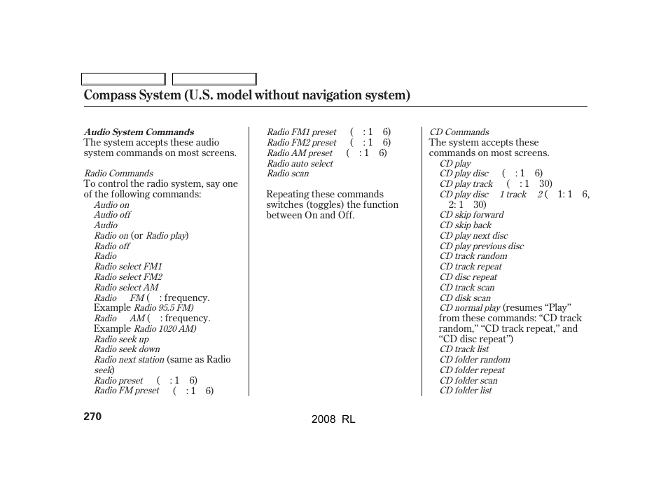 Acura 2008 RL User Manual | Page 273 / 500