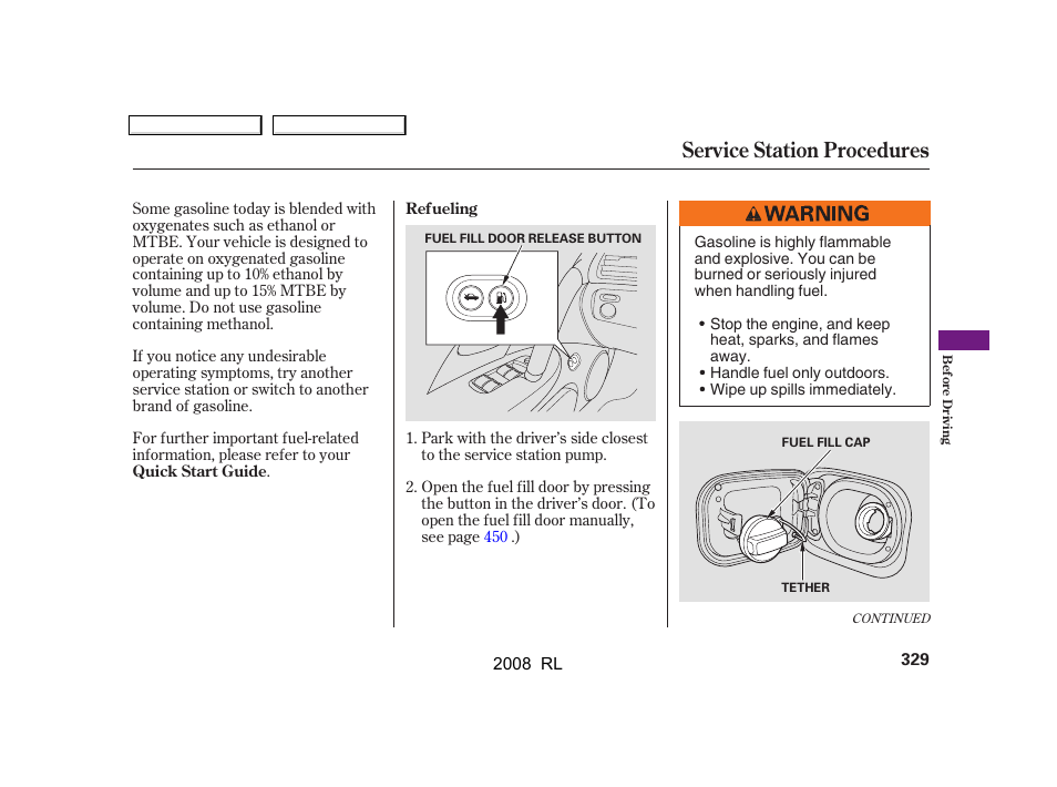 Service station procedures | Acura 2008 RL User Manual | Page 332 / 500