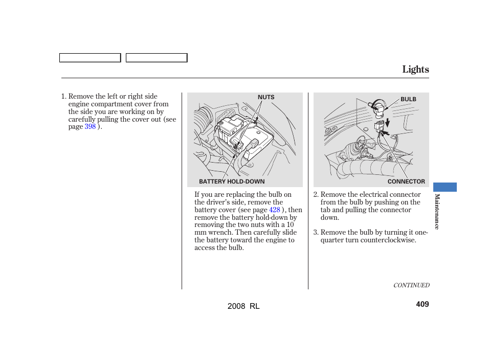 Lights | Acura 2008 RL User Manual | Page 412 / 500