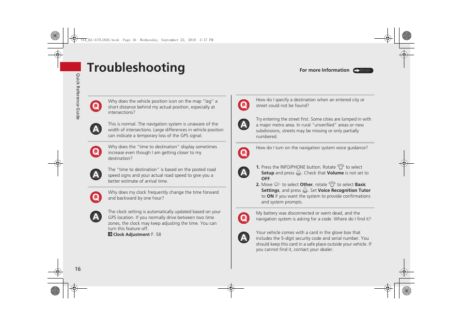 Troubleshooting | Acura 2011 TSX Navigation User Manual | Page 18 / 253