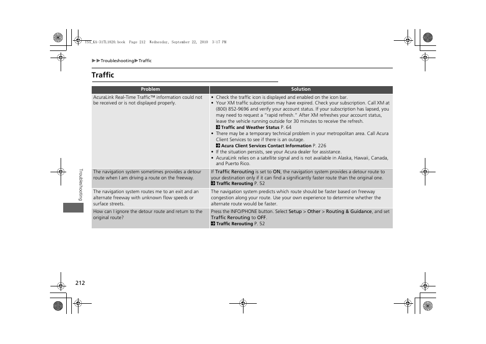 Traffic | Acura 2011 TSX Navigation User Manual | Page 214 / 253