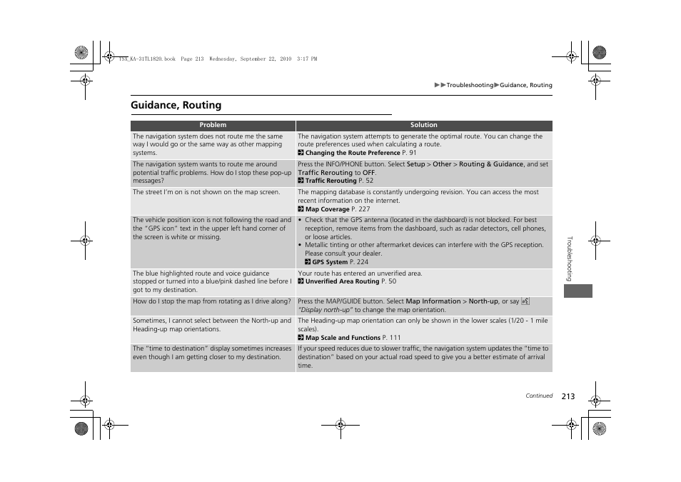 Guidance, routing | Acura 2011 TSX Navigation User Manual | Page 215 / 253
