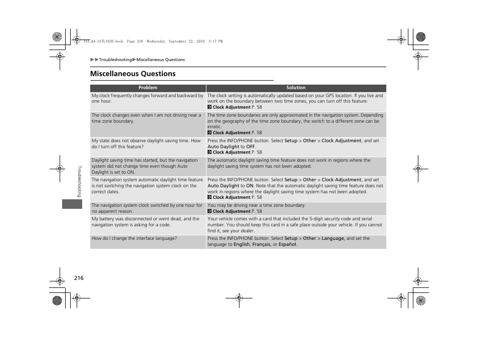Miscellaneous questions | Acura 2011 TSX Navigation User Manual | Page 218 / 253