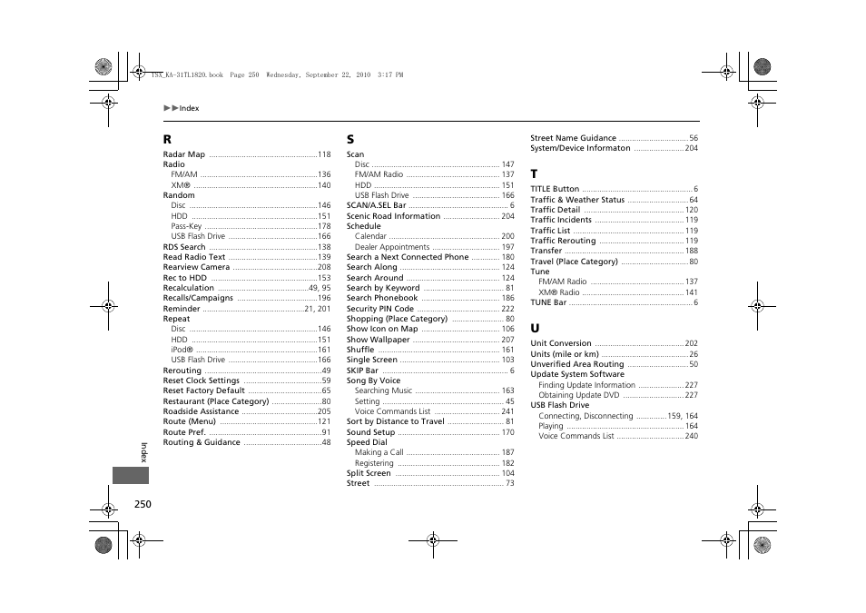 Acura 2011 TSX Navigation User Manual | Page 252 / 253