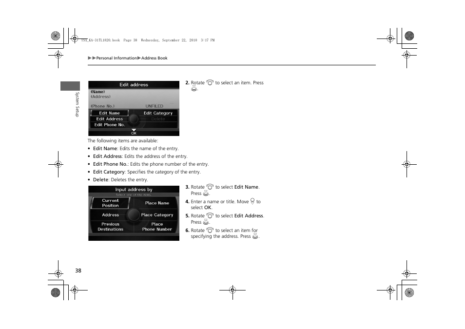 Acura 2011 TSX Navigation User Manual | Page 40 / 253
