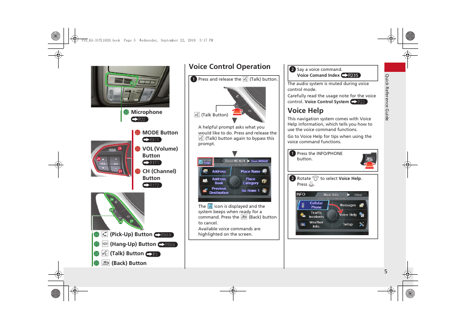 Voice control operation, Voice help | Acura 2011 TSX Navigation User Manual | Page 7 / 253