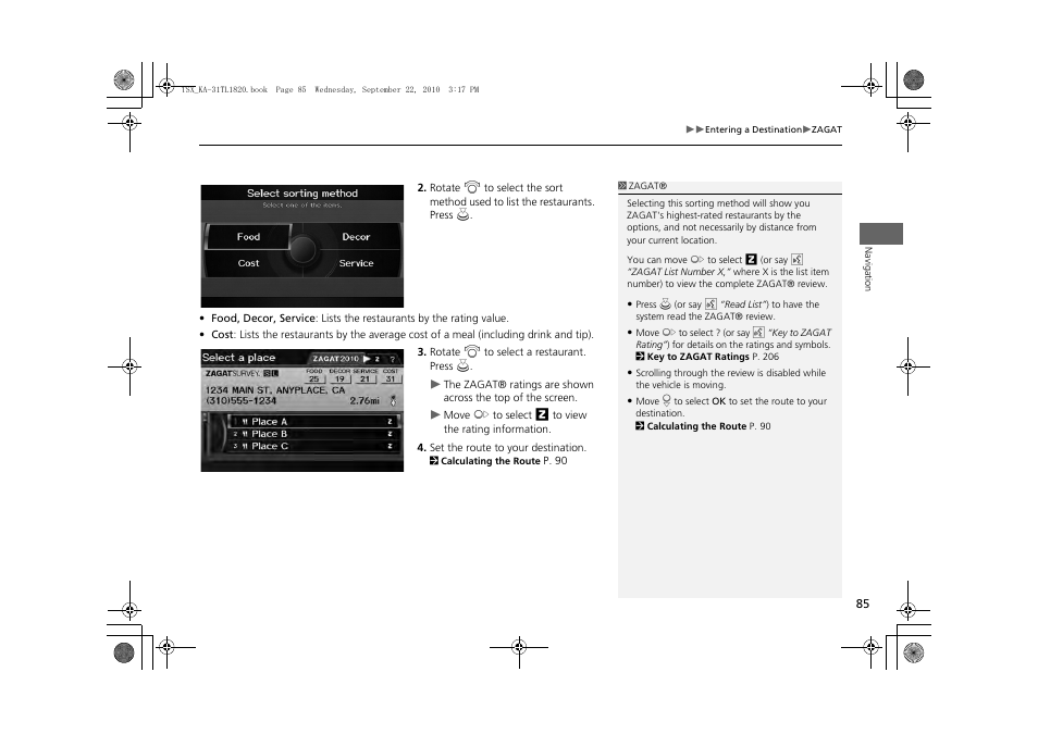 Acura 2011 TSX Navigation User Manual | Page 87 / 253