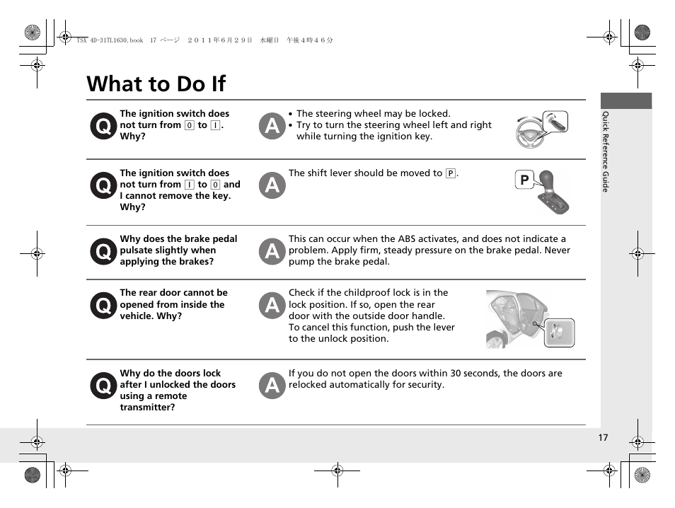 What to do if | Acura 2012 TSX User Manual | Page 19 / 326