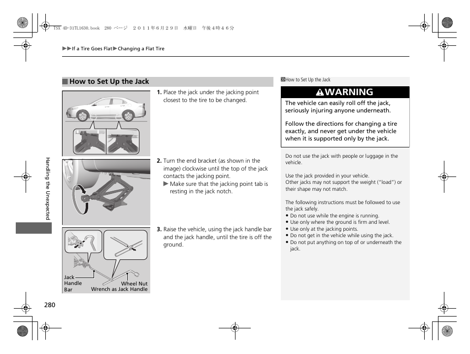 Warning | Acura 2012 TSX User Manual | Page 282 / 326