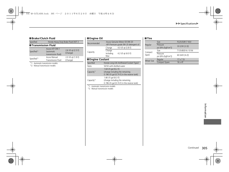 Acura 2012 TSX User Manual | Page 307 / 326
