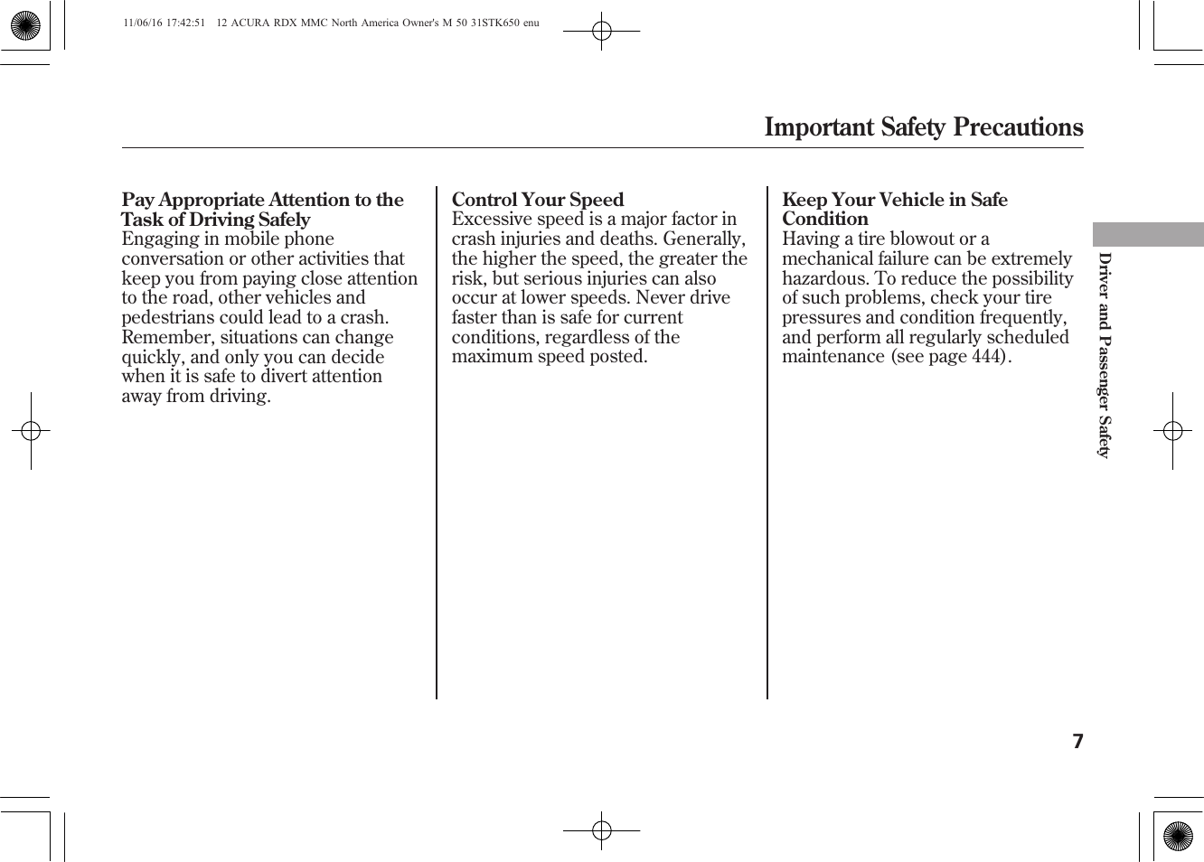 Important safety precautions | Acura 2012 RDX User Manual | Page 13 / 518