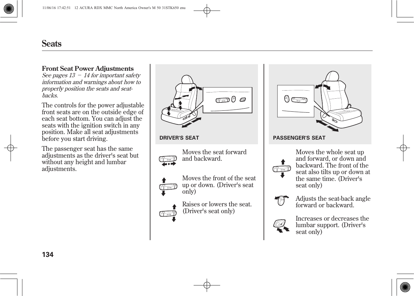 Seats | Acura 2012 RDX User Manual | Page 140 / 518