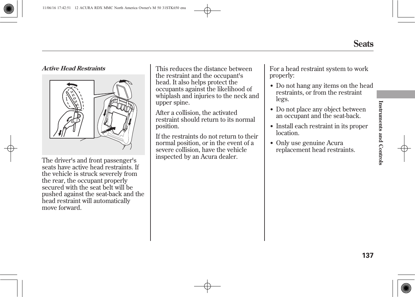 Seats | Acura 2012 RDX User Manual | Page 143 / 518