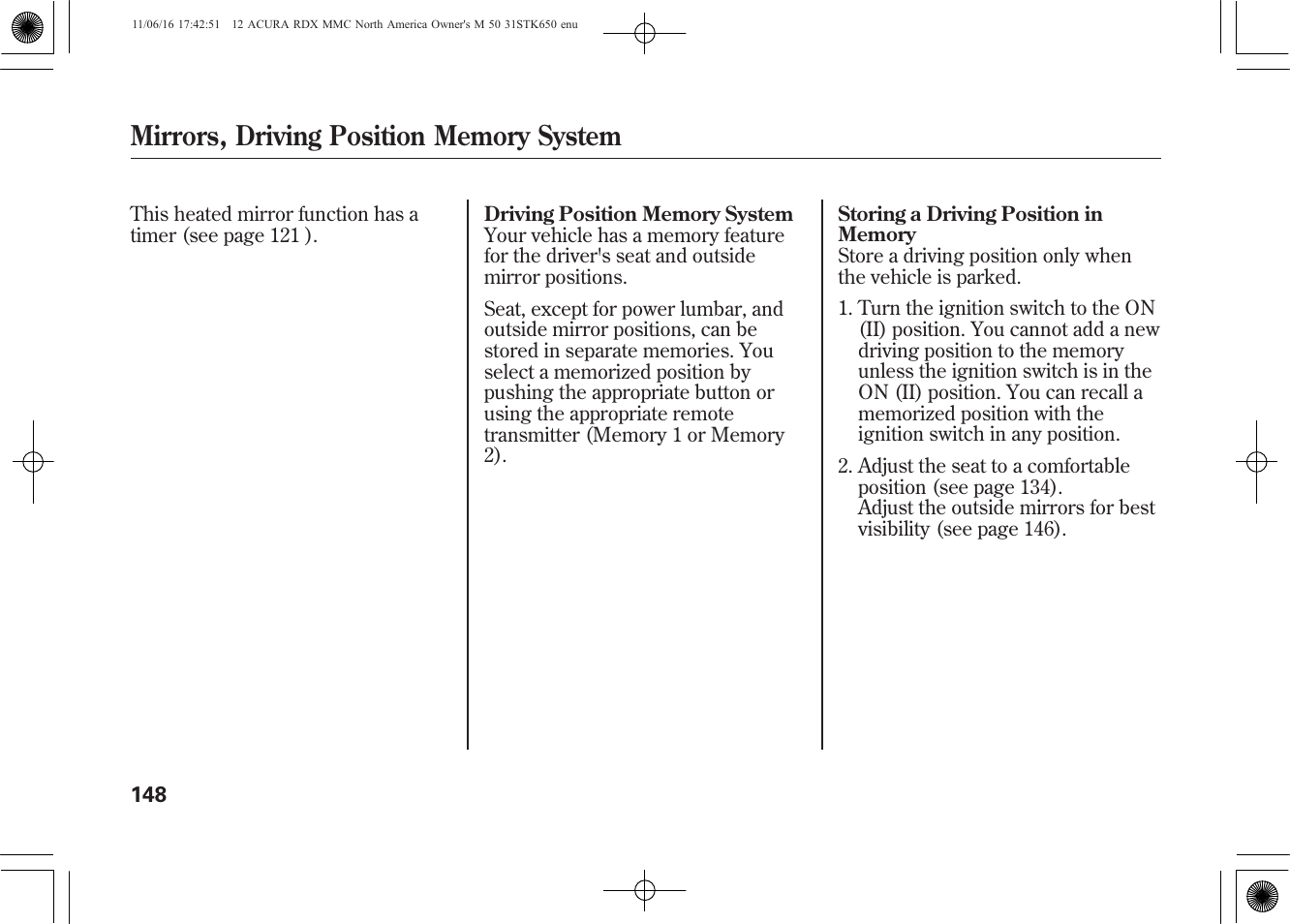 Acura 2012 RDX User Manual | Page 154 / 518