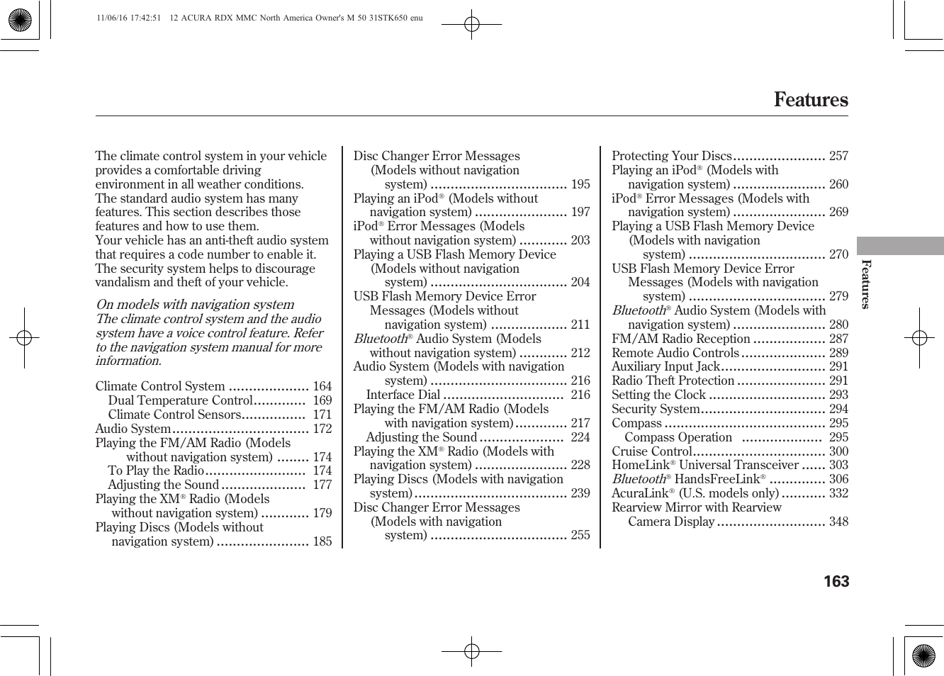 Features | Acura 2012 RDX User Manual | Page 169 / 518