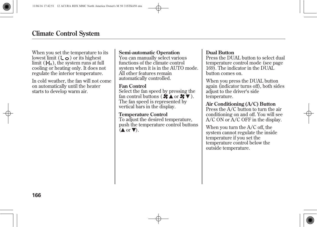 Climate control system | Acura 2012 RDX User Manual | Page 172 / 518
