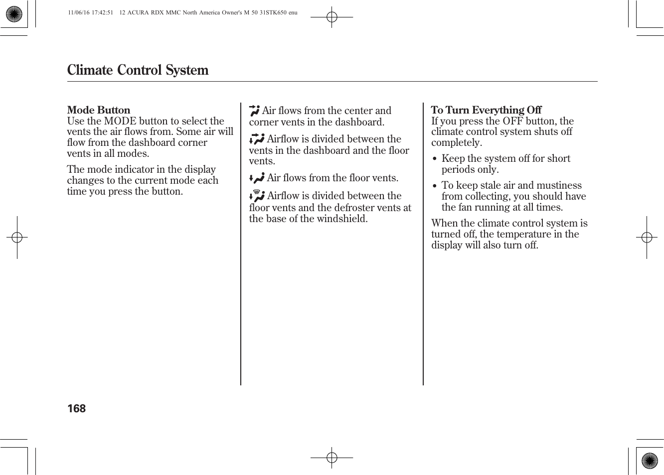 Climate control system | Acura 2012 RDX User Manual | Page 174 / 518