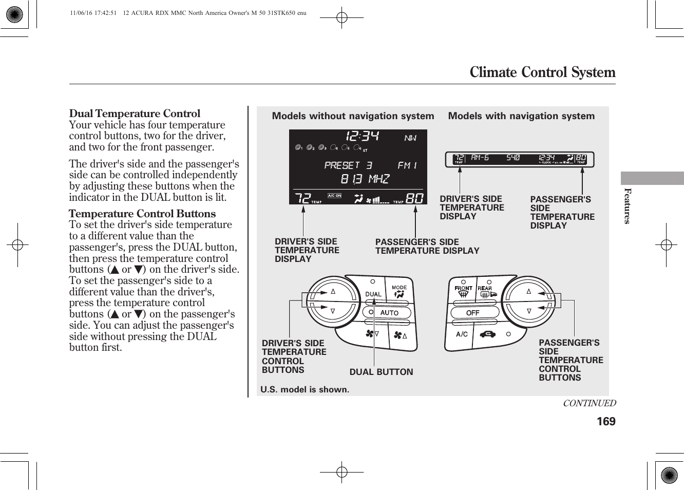 Climate control system | Acura 2012 RDX User Manual | Page 175 / 518