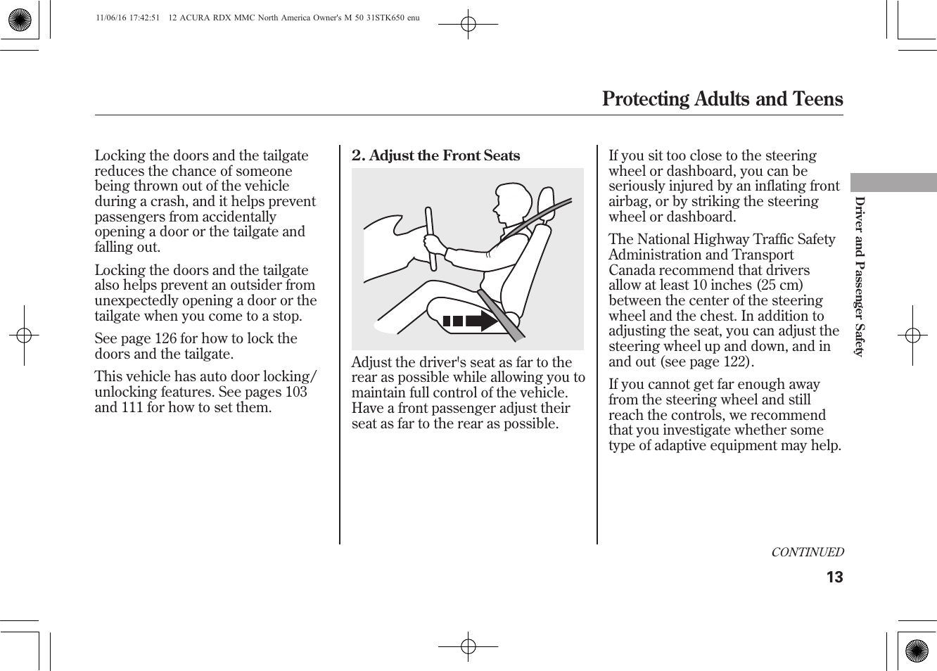 Protecting adults and teens | Acura 2012 RDX User Manual | Page 19 / 518