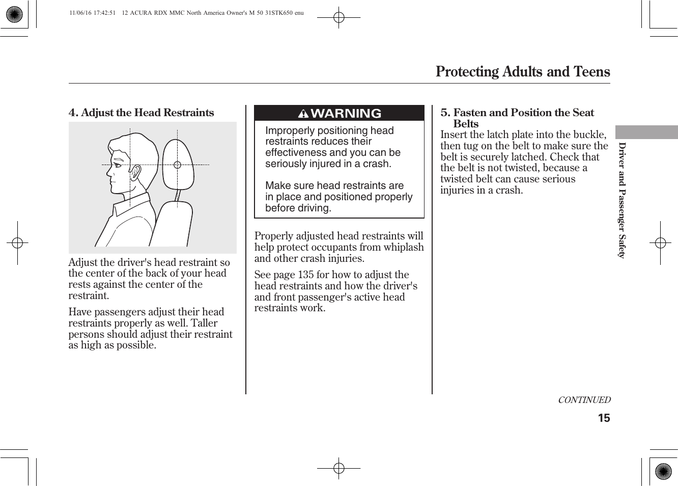 Protecting adults and teens | Acura 2012 RDX User Manual | Page 21 / 518