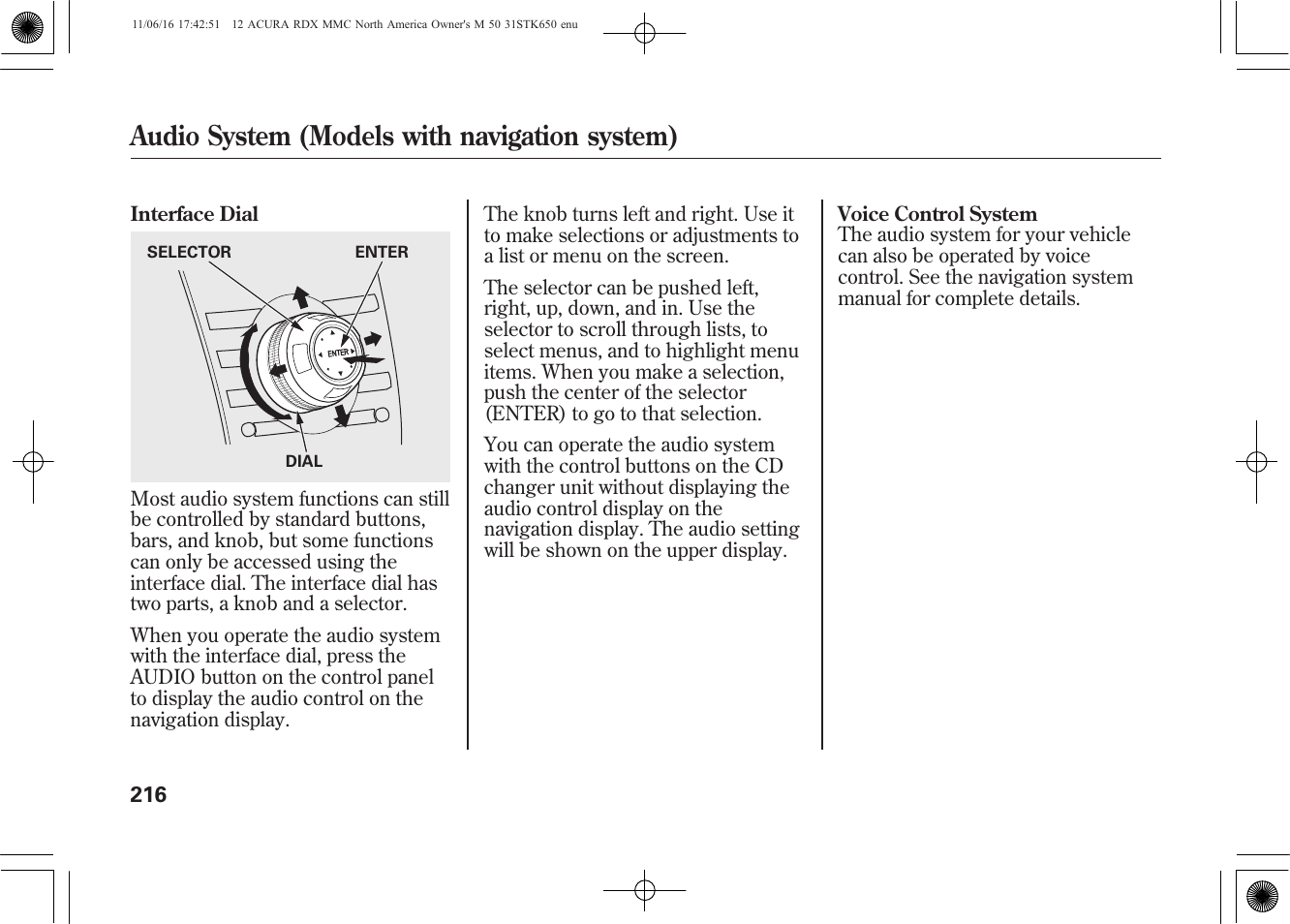 Audio system (models with navigation system) | Acura 2012 RDX User Manual | Page 222 / 518