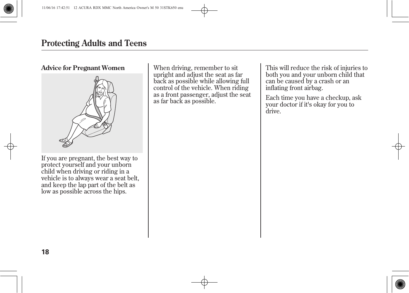 Protecting adults and teens | Acura 2012 RDX User Manual | Page 24 / 518