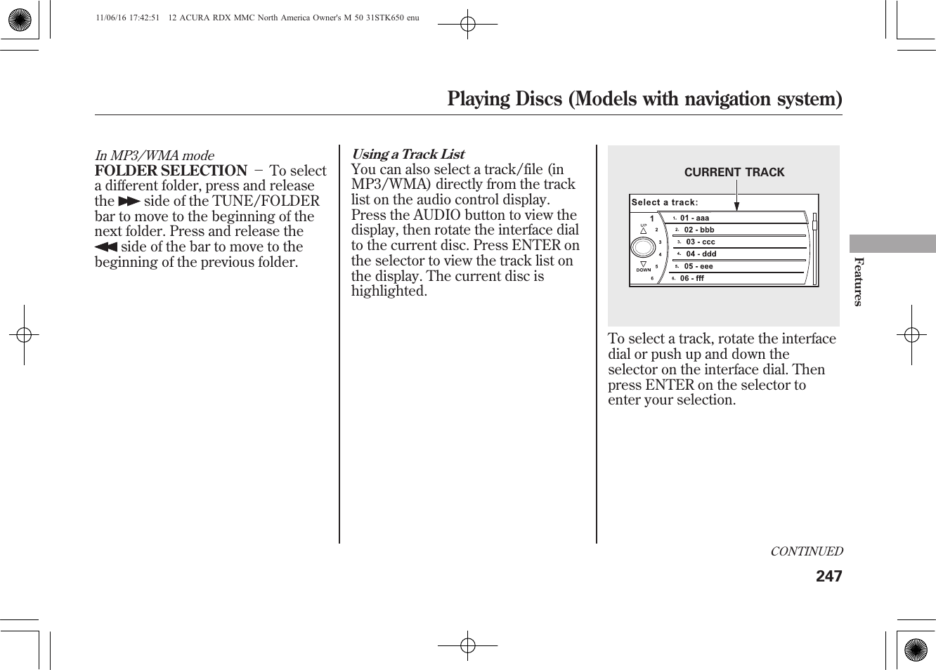 Playing discs (models with navigation system) | Acura 2012 RDX User Manual | Page 253 / 518