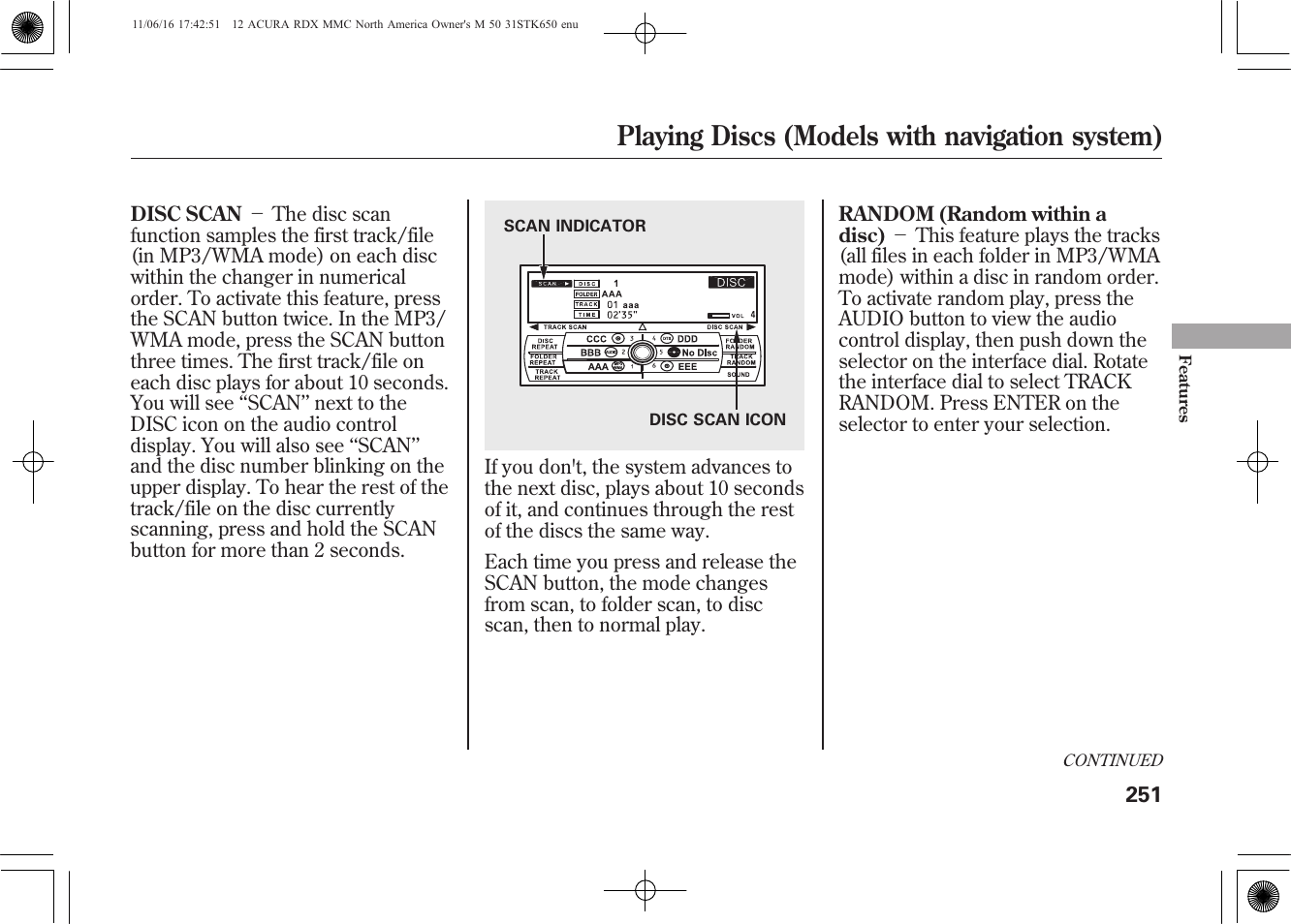 Playing discs (models with navigation system) | Acura 2012 RDX User Manual | Page 257 / 518