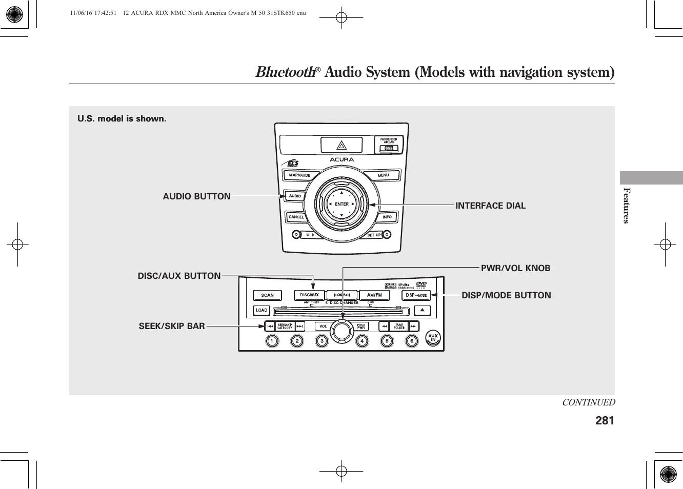 Bluetooth, Audio system (models with navigation system) | Acura 2012 RDX User Manual | Page 287 / 518