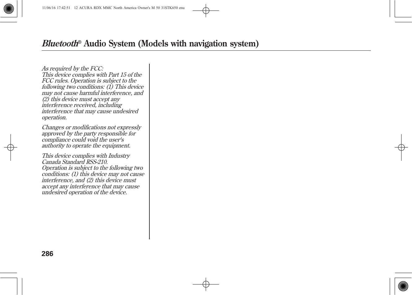 Bluetooth, Audio system (models with navigation system) | Acura 2012 RDX User Manual | Page 292 / 518
