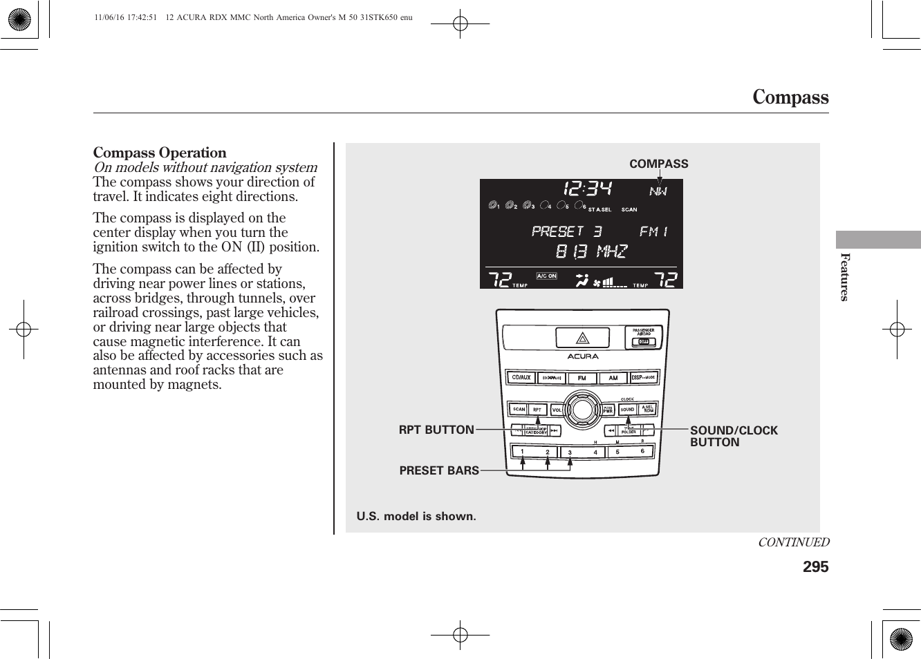 Compass | Acura 2012 RDX User Manual | Page 301 / 518