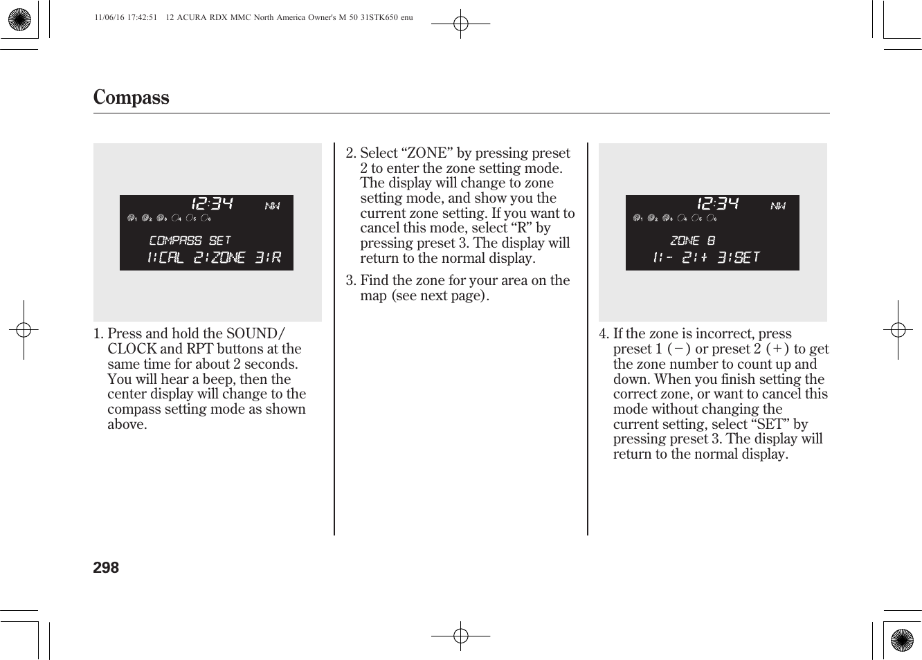 Compass | Acura 2012 RDX User Manual | Page 304 / 518