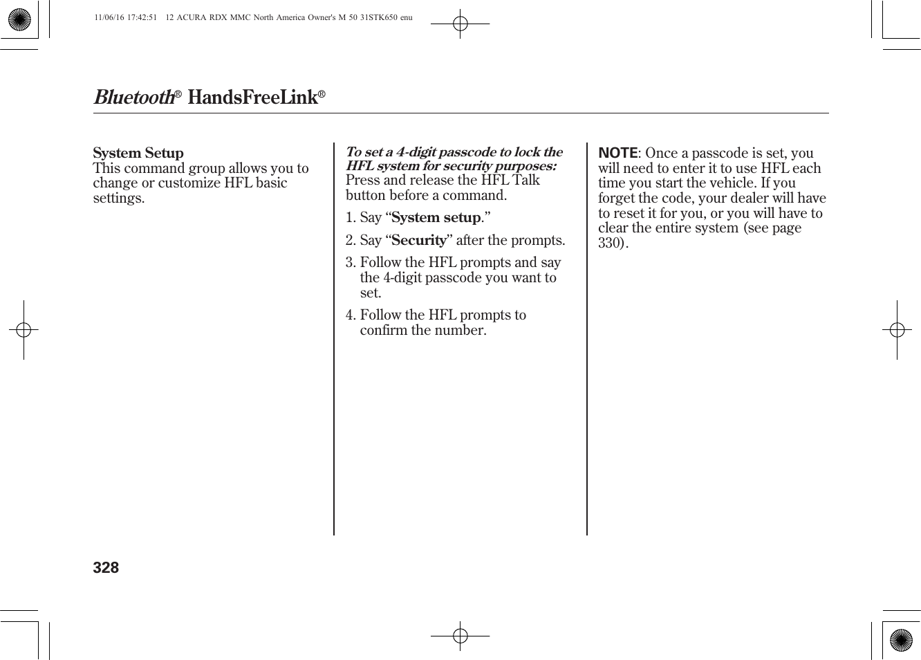 Bluetooth, Handsfreelink | Acura 2012 RDX User Manual | Page 334 / 518