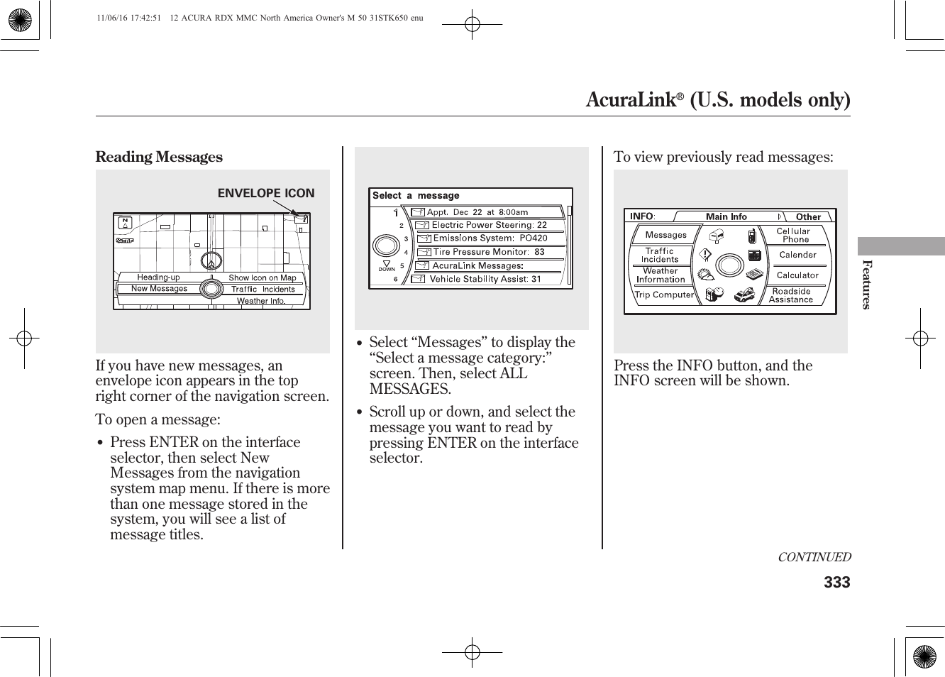 Acuralink, U.s. models only) | Acura 2012 RDX User Manual | Page 339 / 518