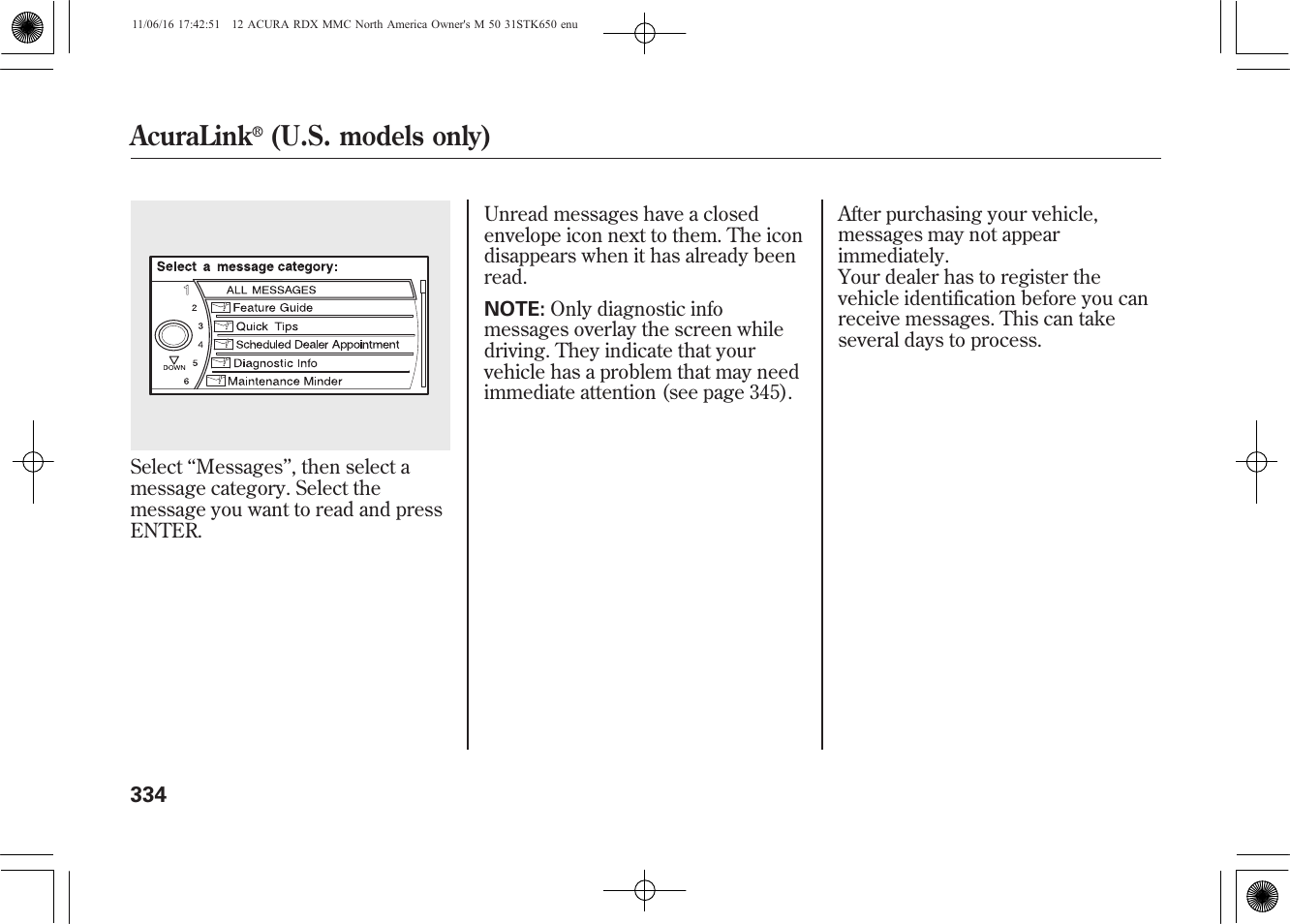 Acuralink, U.s. models only) | Acura 2012 RDX User Manual | Page 340 / 518