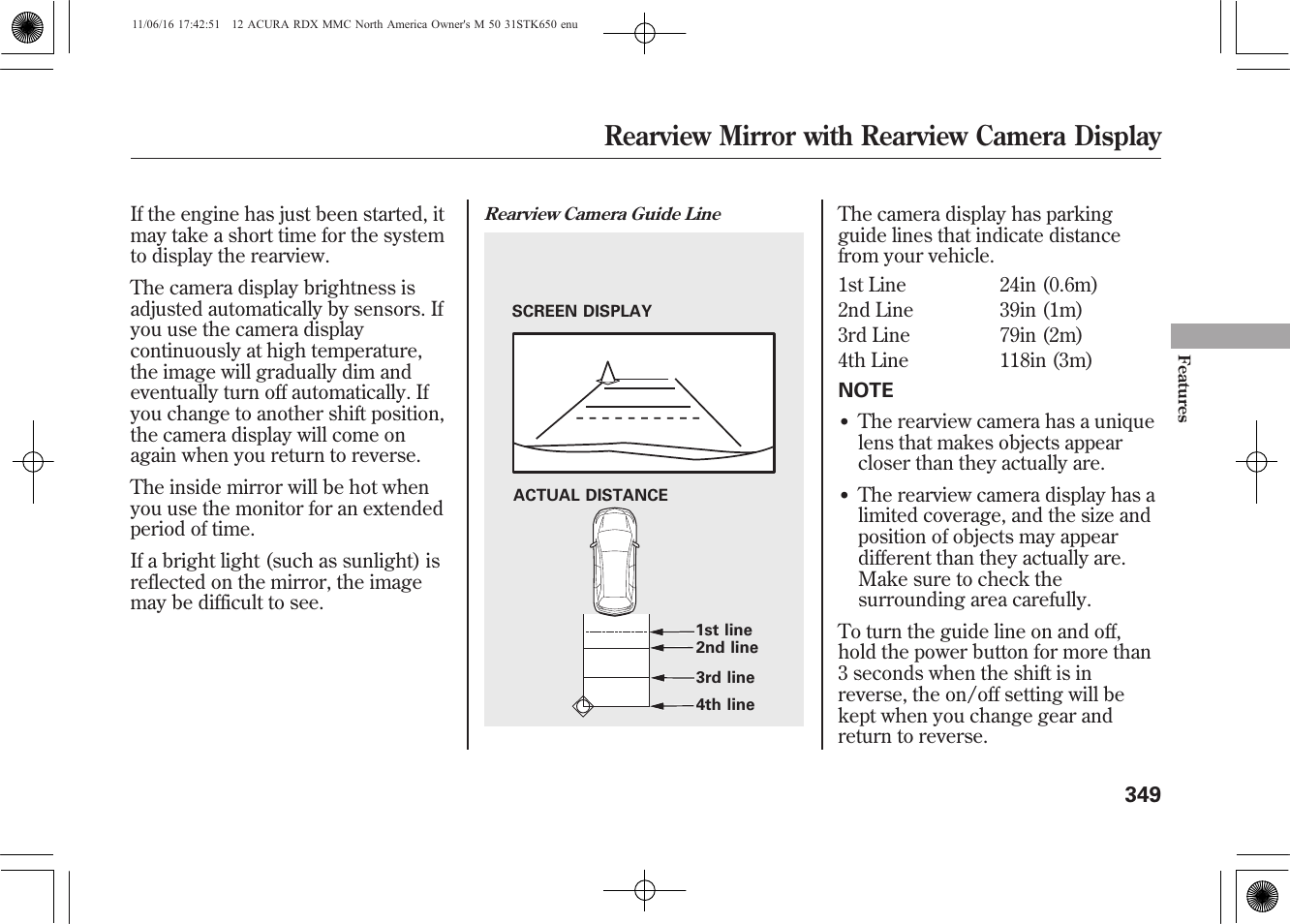 Rearview mirror with rearview camera display | Acura 2012 RDX User Manual | Page 355 / 518