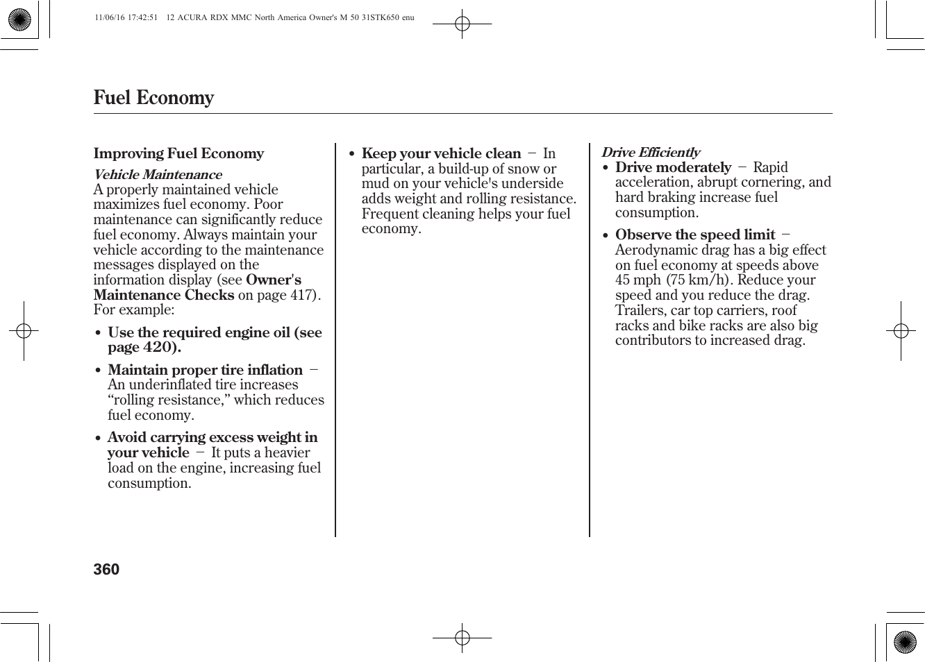 Fuel economy | Acura 2012 RDX User Manual | Page 366 / 518