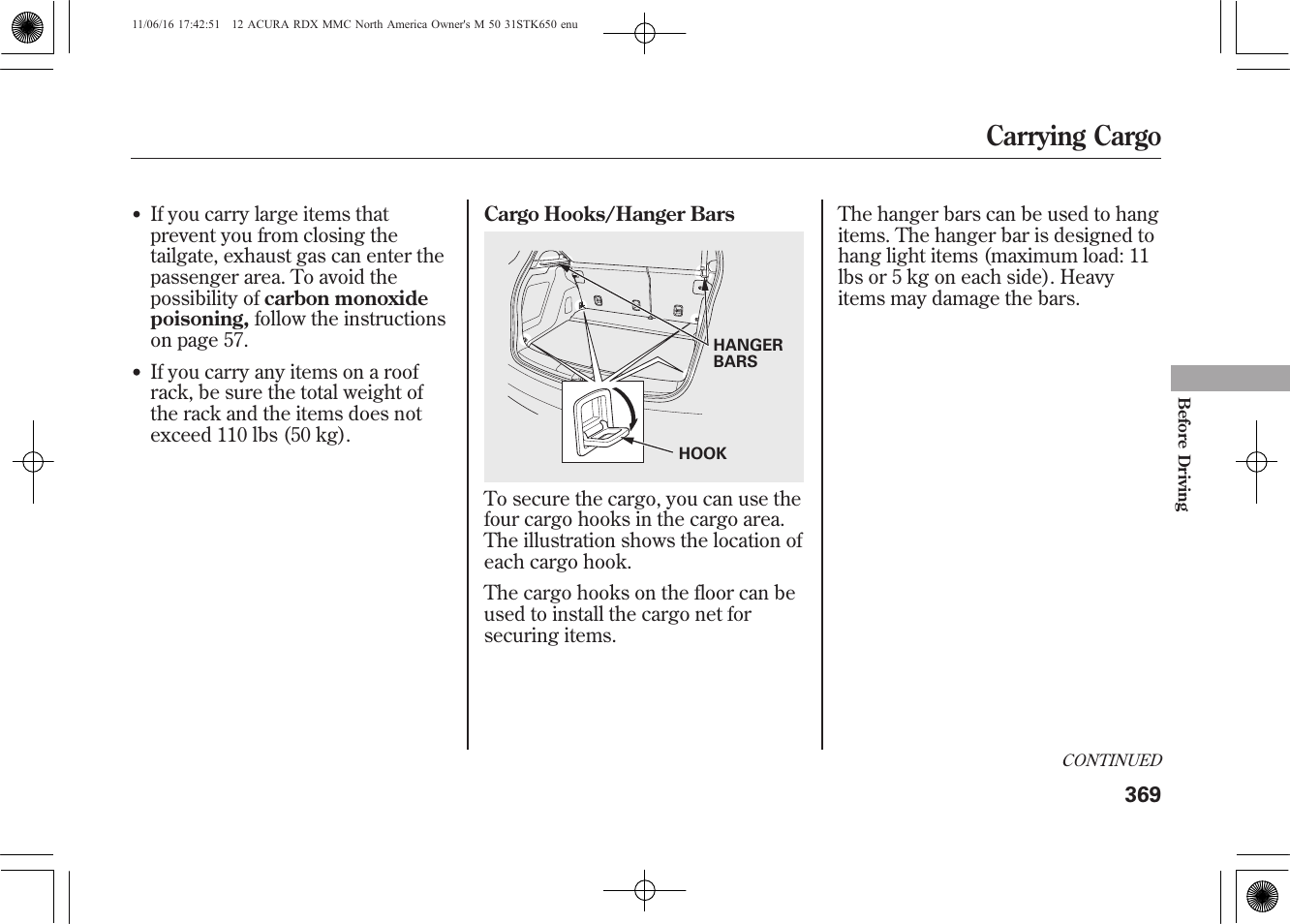 Carrying cargo | Acura 2012 RDX User Manual | Page 375 / 518