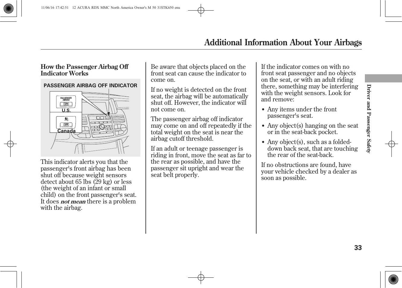 Additional information about your airbags | Acura 2012 RDX User Manual | Page 39 / 518
