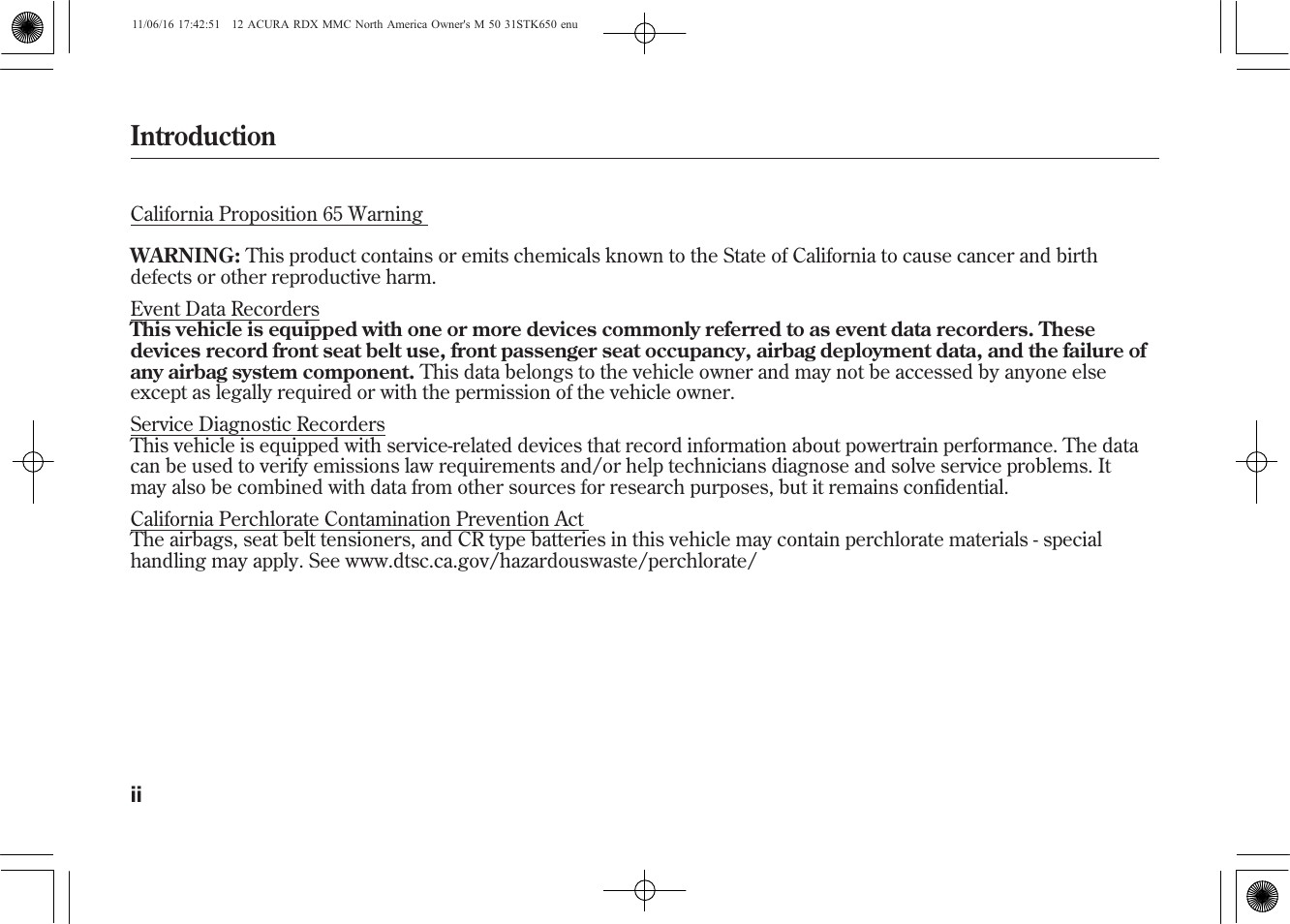 Introduction | Acura 2012 RDX User Manual | Page 4 / 518