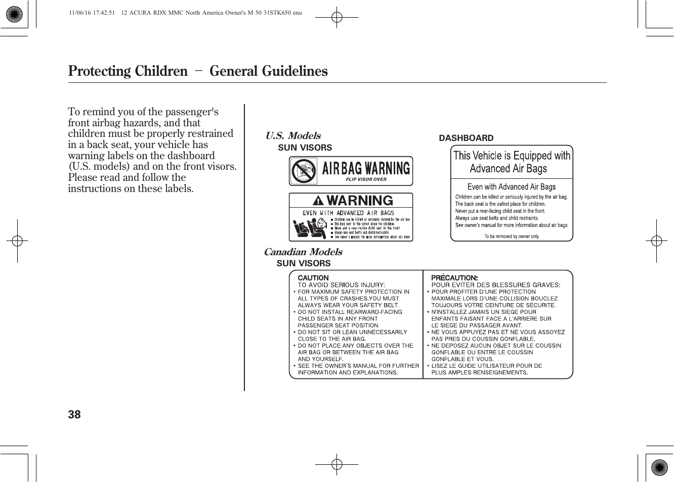 Protecting children － general guidelines | Acura 2012 RDX User Manual | Page 44 / 518