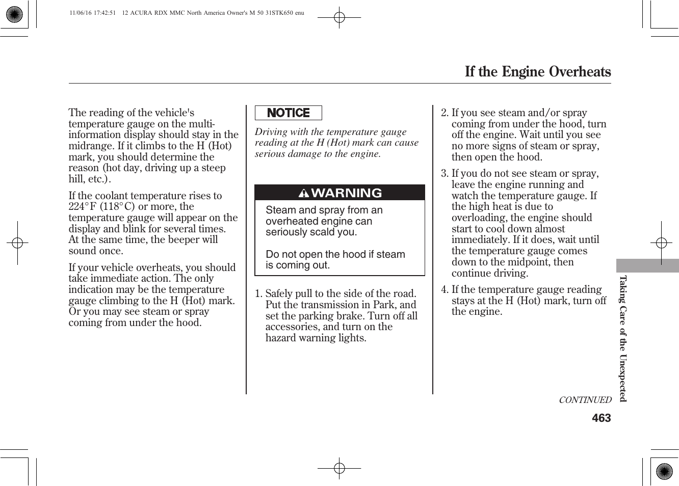 If the engine overheats | Acura 2012 RDX User Manual | Page 469 / 518