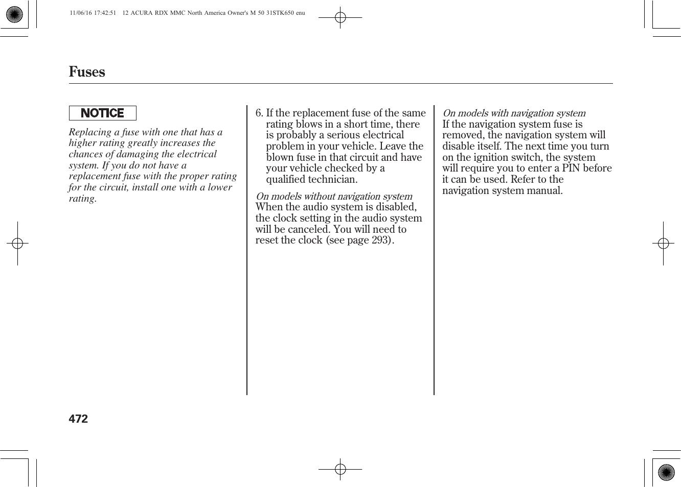 Fuses | Acura 2012 RDX User Manual | Page 478 / 518