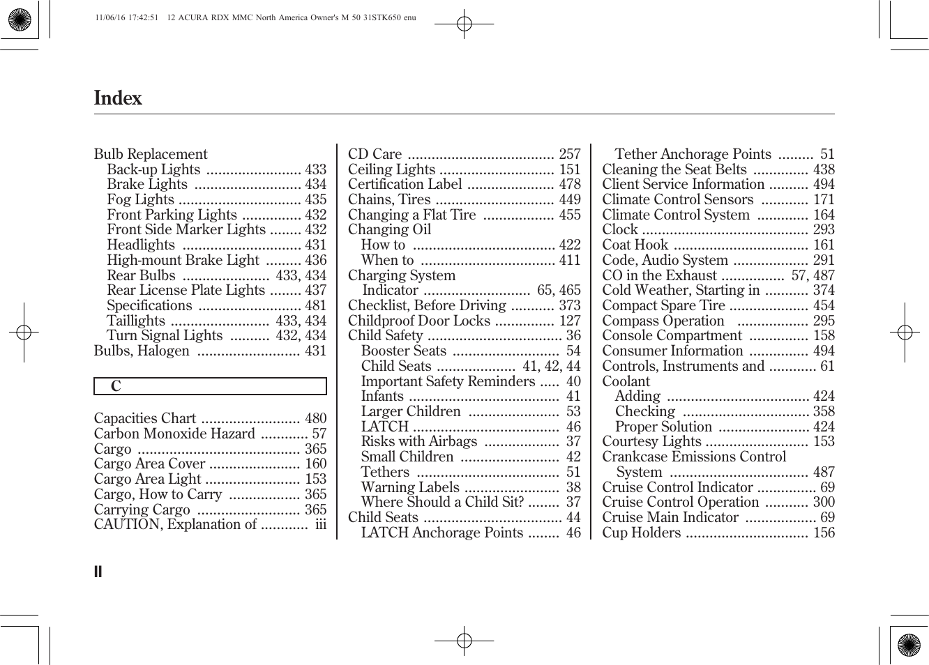 Index | Acura 2012 RDX User Manual | Page 506 / 518