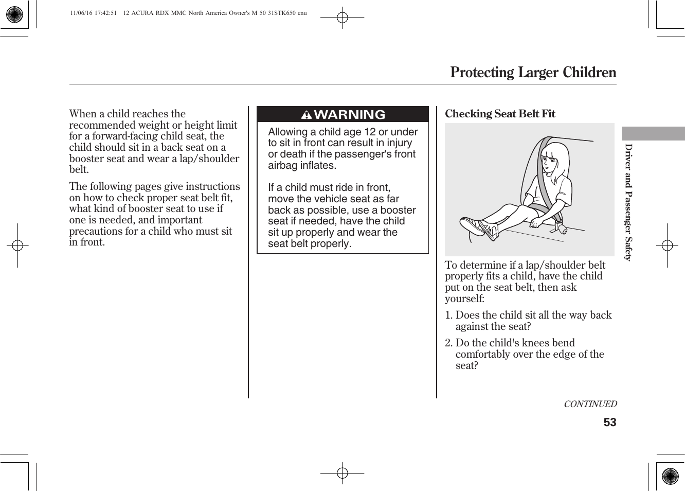 Protecting larger children | Acura 2012 RDX User Manual | Page 59 / 518